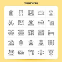 OutLine 25 Train Station Icon set Vector Line Style Design Black Icons Set Linear pictogram pack Web and Mobile Business ideas design Vector Illustration
