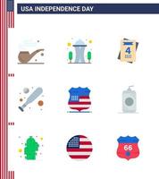 9 USA Flat Pack of Independence Day Signs and Symbols of bottle usa love sign hardball Editable USA Day Vector Design Elements