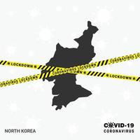 plantilla de bloqueo del mapa del país del norte de corea para la pandemia de coronavirus para detener la transmisión del virus plantilla de concientización covid 19 vector