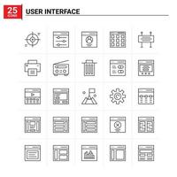 25 iconos de interfaz de usuario conjunto de antecedentes vectoriales vector