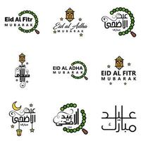 Vector Pack of 9 Arabic Calligraphy Text Eid Mubarak Celebration of Muslim Community Festival