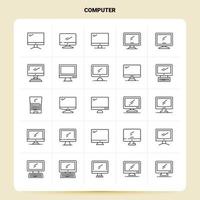 OutLine 25 Computer Icon set Vector Line Style Design Black Icons Set Linear pictogram pack Web and Mobile Business ideas design Vector Illustration