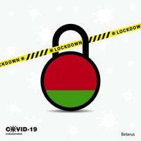 Belarus Lock DOwn Lock Coronavirus pandemic awareness Template COVID19 Lock Down Design vector