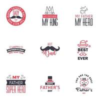 Happy fathers day 9 Black and Pink vintage retro type font Illustrator eps10 Editable Vector Design Elements