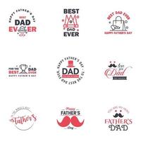 Happy Fathers day greeting hand lettering badges 9 Black and Pink Typo isolated on white Typography design template for poster banner gift card t shirt print label sticker Retro vintage style vector