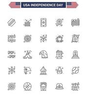 Line Pack of 25 USA Independence Day Symbols of country star independence investigating ireland Editable USA Day Vector Design Elements