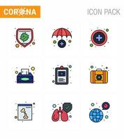 Covid19 Protection CoronaVirus Pendamic 9 Filled Line Flat Color icon set such as illness health medical clinical record tissue viral coronavirus 2019nov disease Vector Design Elements