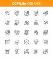 25 line viral Virus corona icon pack such as virus infected search infected eye restaurant viral coronavirus 2019nov disease Vector Design Elements