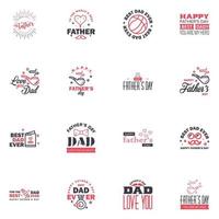 Happy Fathers Day Calligraphy greeting card 16 Black and Pink Typography Collection Vector illustration Editable Vector Design Elements