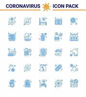 Corona virus 2019 and 2020 epidemic 25 Blue icon pack such as find medicine avoid medical case care viral coronavirus 2019nov disease Vector Design Elements