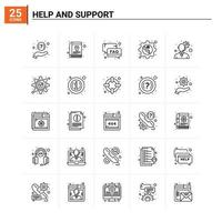 25 conjunto de iconos de ayuda y soporte antecedentes vectoriales vector