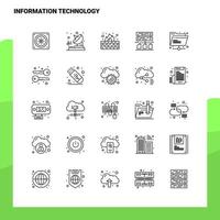 Set of Information Technology Line Icon set 25 Icons Vector Minimalism Style Design Black Icons Set Linear pictogram pack