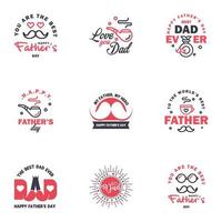 Happy fathers day 9 Black and Pink vintage retro type font Illustrator eps10 Editable Vector Design Elements