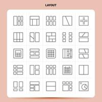 OutLine 25 Layout Icon set Vector Line Style Design Black Icons Set Linear pictogram pack Web and Mobile Business ideas design Vector Illustration