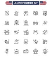 Big Pack of 25 USA Happy Independence Day USA Vector Lines and Editable Symbols of wedding invitation usa usa country Editable USA Day Vector Design Elements