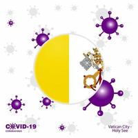 Pray For Vatican City Holy See COVID19 Coronavirus Typography Flag Stay home Stay Healthy Take care of your own health vector