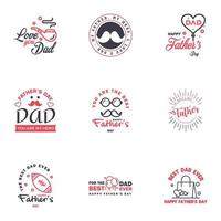 Set of fathers day 9 Black and Pink design elements Editable Vector Design Elements