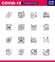 Coronavirus awareness icons 16 Line icon Corona Virus Flu Related such as pharmacy transmission healthcare pandemic ambulance viral coronavirus 2019nov disease Vector Design Elements