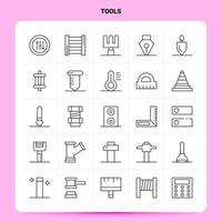 OutLine 25 Tools Icon set Vector Line Style Design Black Icons Set Linear pictogram pack Web and Mobile Business ideas design Vector Illustration