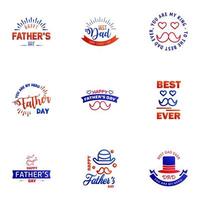 Happy fathers day 9 Blue and red vintage retro type font Illustrator eps10 Editable Vector Design Elements