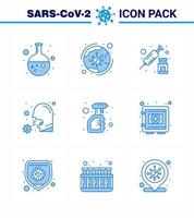 9 Blue coronavirus epidemic icon pack suck as sick healthcare infection covid vaccine viral coronavirus 2019nov disease Vector Design Elements