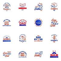 Set of fathers day 16 Blue and red design elements Editable Vector Design Elements