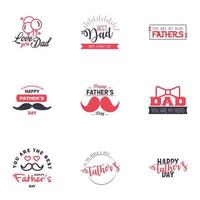 9 Black and Pink Happy Fathers Day Design Collection A set of twelve brown colored vintage style Fathers Day Designs on light background Editable Vector Design Elements