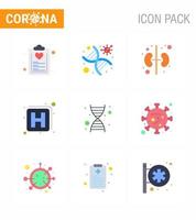 icono de conciencia de coronavirus 9 iconos de color plano icono incluido signo de genética hebra órgano de medicina coronavirus viral 2019nov enfermedad vector elementos de diseño