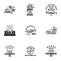 9 Black Happy Fathers Day Design Collection A set of twelve brown colored vintage style Fathers Day Designs on light background Editable Vector Design Elements