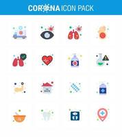 Coronavirus Precaution Tips icon for healthcare guidelines presentation 16 Flat Color icon pack such as lungs virus virus infected covid bacteria viral coronavirus 2019nov disease Vector Design E