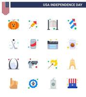 16 iconos creativos de EE. UU. Signos de independencia modernos y símbolos del 4 de julio de hokey disparar puertas celebración de fuegos artificiales elementos de diseño vectorial editables del día de EE. UU. vector