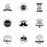 Set of Happy Fathers day elements 9 Black Vector illustration Editable Vector Design Elements