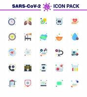 25 Flat Color Set of corona virus epidemic icons such as securitybox protection chat medical support viral coronavirus 2019nov disease Vector Design Elements