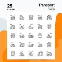 25 conjunto de iconos de transporte 100 archivos eps 10 editables concepto de logotipo de empresa ideas diseño de icono de línea vector