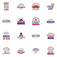 Happy fathers day 16 Blue and red vintage retro type font Illustrator eps10 Editable Vector Design Elements