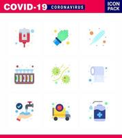 corona virus prevention covid19 tips to avoid injury 9 Flat Color icon for presentation plasm germs temperature bacterium tubes viral coronavirus 2019nov disease Vector Design Elements