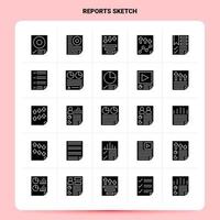 Solid 25 Reports Sketch Icon set Vector Glyph Style Design Black Icons Set Web and Mobile Business ideas design Vector Illustration