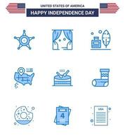 9 Blue Signs for USA Independence Day music drum adobe american location Editable USA Day Vector Design Elements