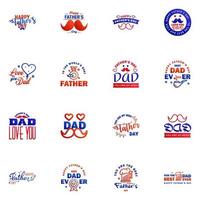 16 Blue and red Happy Fathers Day Design Collection A set of twelve brown colored vintage style Fathers Day Designs on light background Editable Vector Design Elements