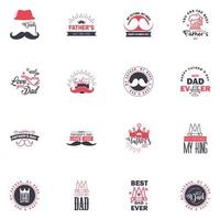 Happy Fathers Day 16 Black and Pink Vector Element Set Ribbons and Labels Editable Vector Design Elements