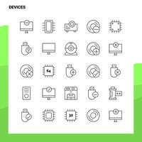 conjunto de iconos de línea de dispositivos conjunto 25 iconos diseño de estilo minimalista vectorial conjunto de iconos negros paquete de pictogramas lineales vector