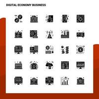 25 conjunto de iconos de negocios de economía digital plantilla de ilustración de vector de icono de glifo sólido para ideas web y móviles para empresa comercial