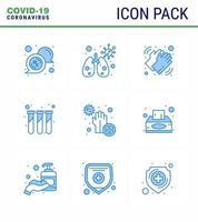 Simple Set of Covid19 Protection Blue 25 icon pack icon included dirty test tubes medical test experiment viral coronavirus 2019nov disease Vector Design Elements