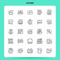 OutLine 25 Kitchen Icon set Vector Line Style Design Black Icons Set Linear pictogram pack Web and Mobile Business ideas design Vector Illustration