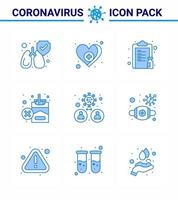 icono de consejos de precaución de coronavirus para la presentación de pautas de atención médica 9 paquete de iconos azules como lista de cigarrillos de hombre fumar elementos de diseño de vector de enfermedad de coronavirus viral prohibido 2019nov