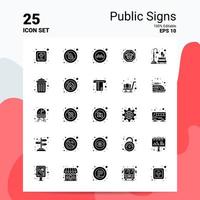 25 Public Signs Icon Set 100 Editable EPS 10 Files Business Logo Concept Ideas Solid Glyph icon design vector