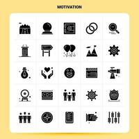 conjunto de iconos de motivación sólida 25 diseño de estilo de glifo vectorial conjunto de iconos negros diseño de ideas de negocios web y móvil ilustración vectorial vector