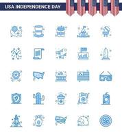 25 Blue Signs for USA Independence Day grill barbecue magic hat tent camp Editable USA Day Vector Design Elements