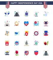 USA Independence Day Flat Set of 25 USA Pictograms of soda cola usa bottle hip Editable USA Day Vector Design Elements