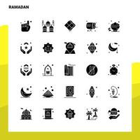 25 conjunto de iconos de ramadán plantilla de ilustración de vector de icono de glifo sólido para ideas web y móviles para empresa comercial